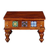 Moroccan Mosaic Lewiston Wooden Coffee Table Honey
